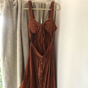 Free People Tie Front Midi Dress